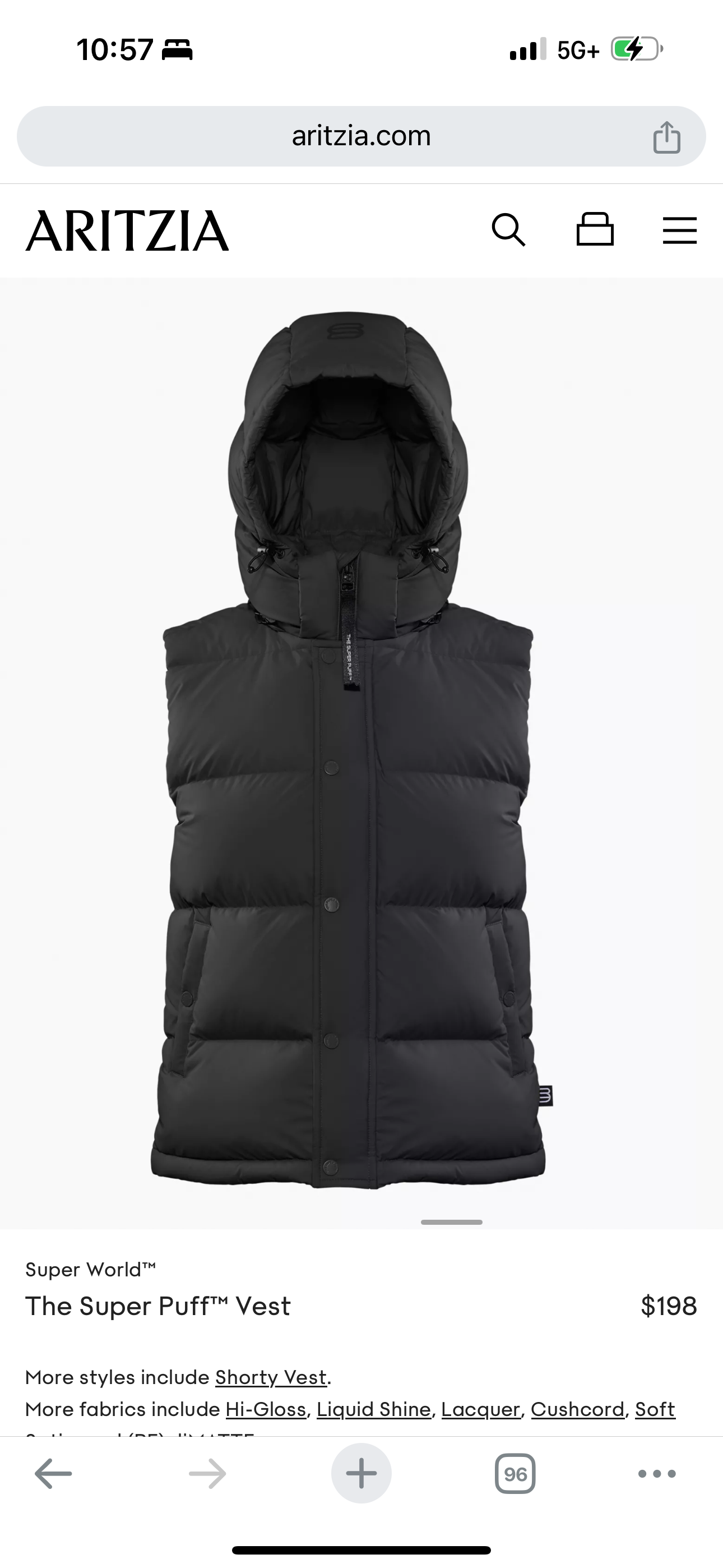 Black Aritzia Puffy Vest with Hood