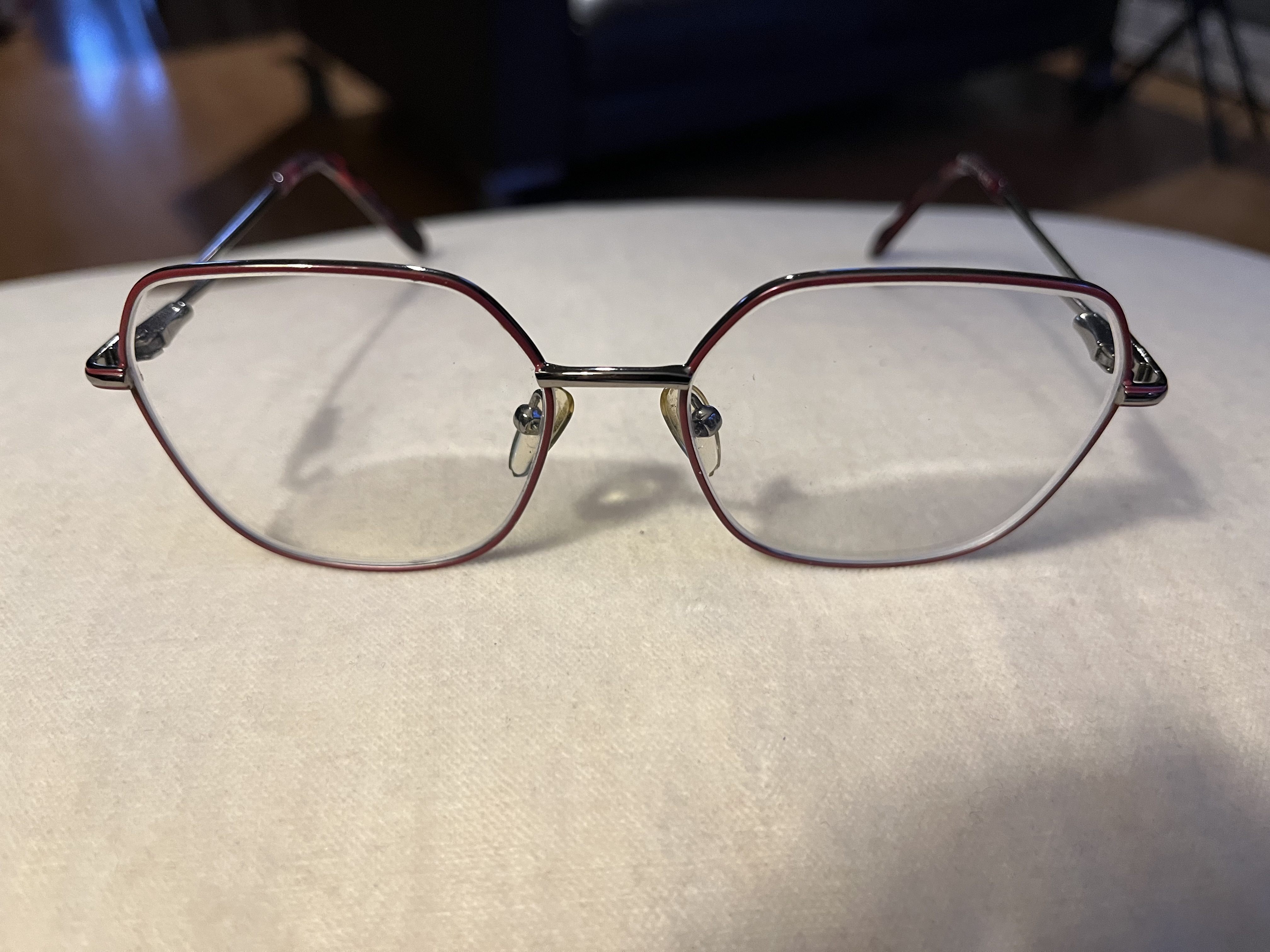 Glasses, thin red frames