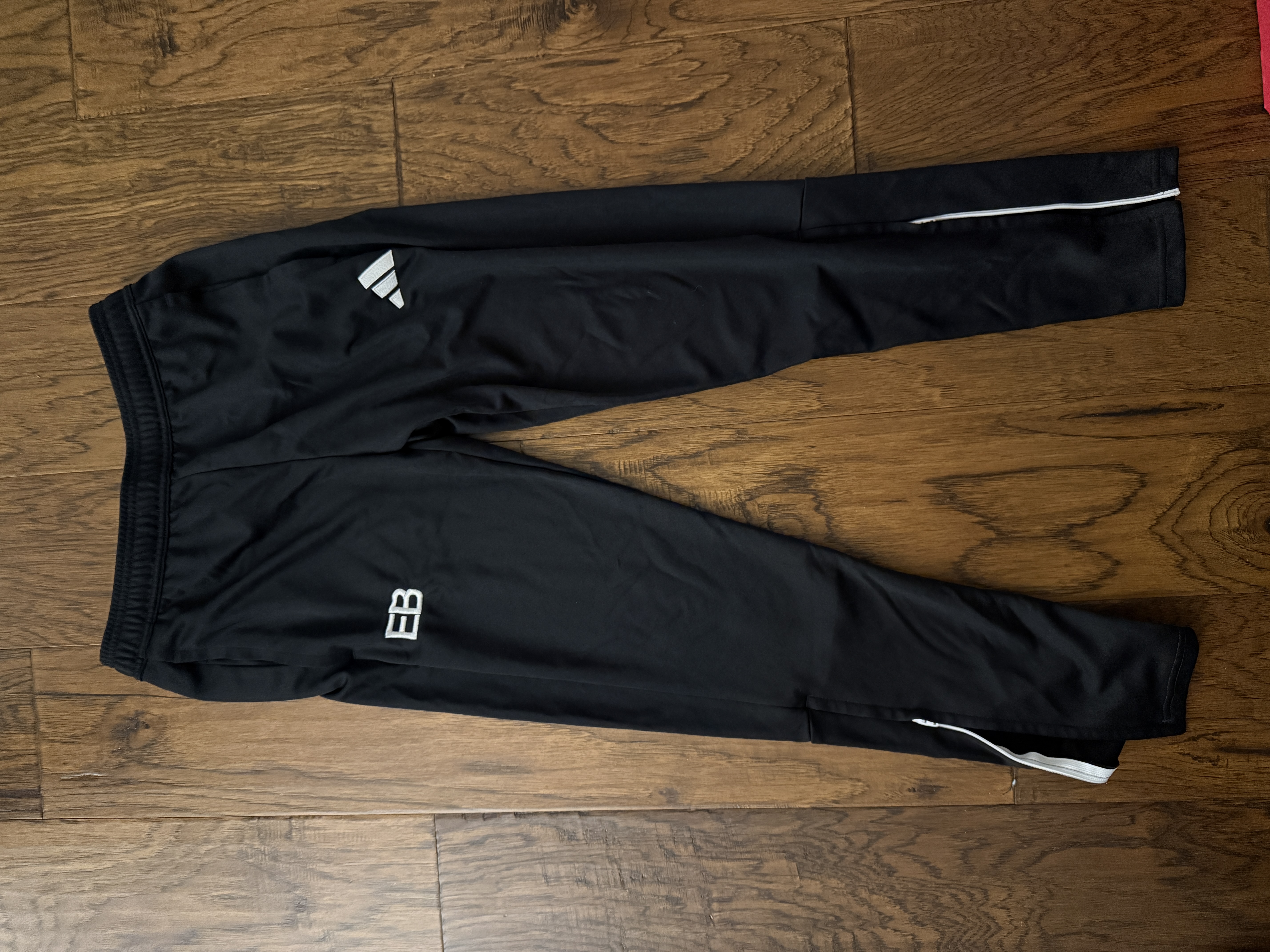 Adidas pants with EB initials